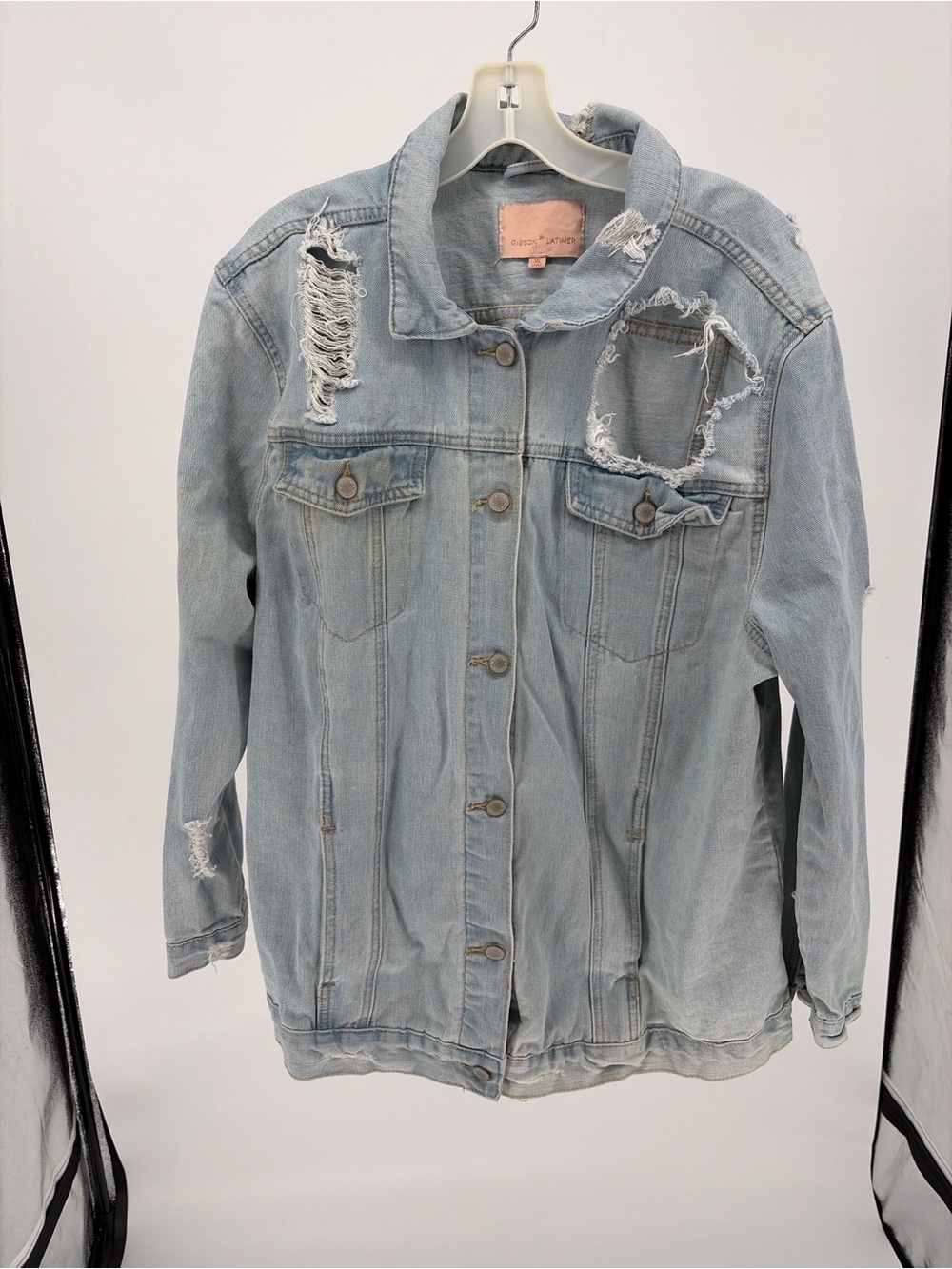 Gibson Latimer Light Blue Distressed Denim Jacket